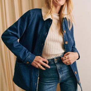 SEZANE Will Jacket Indigo with wool collar